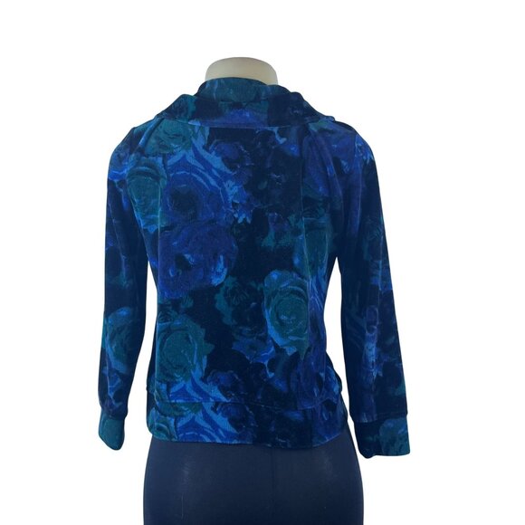 Style & Co Blue Floral Zip-Up Cotton/Polyester Comfortable Sweater Sz S - Picture 3 of 7